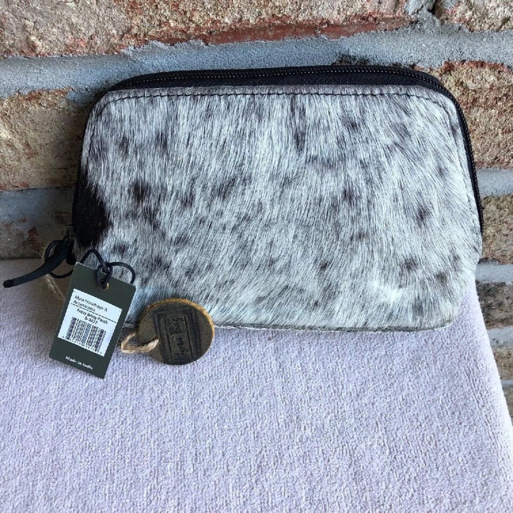 MYRA BAG LEATHER & HAIRON FRIZZY BRIZZY POUCH, S-3427, NWT, FREE SHIPPING!